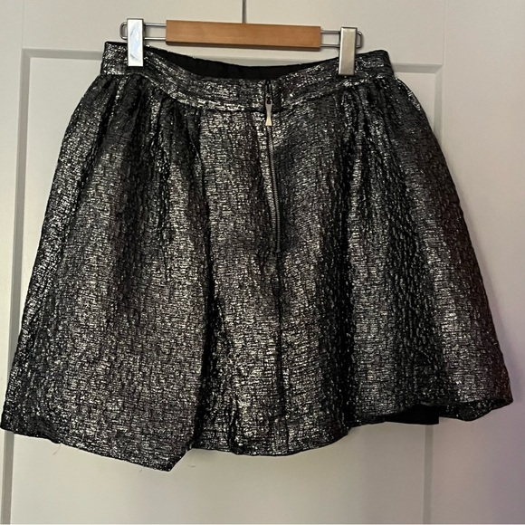 Kate Spade Aimee Gunmetal Metallic Wool Silk Textured Full Skirt - Picture 4 of 9